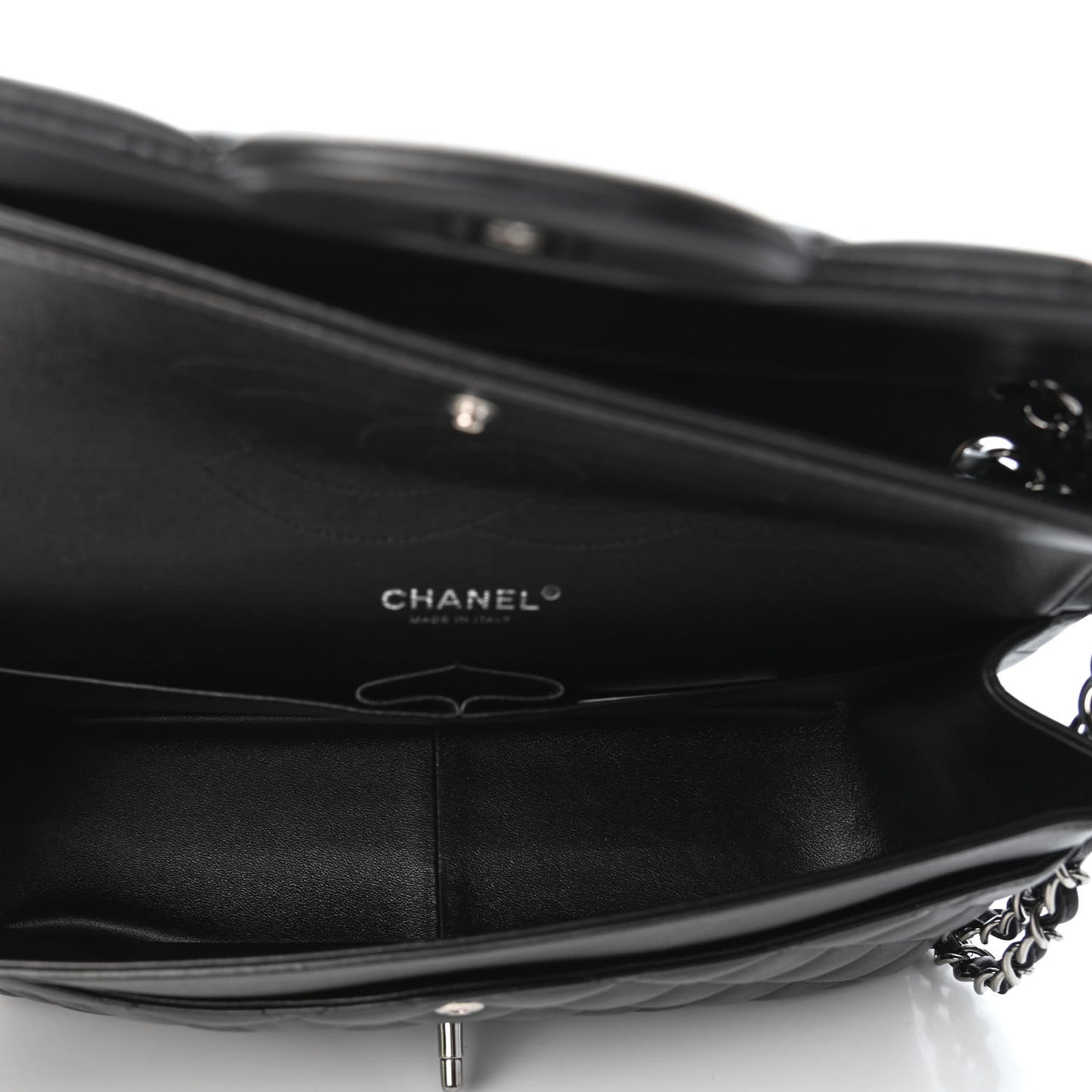 Lambskin Quilted Jumbo Double Flap Black