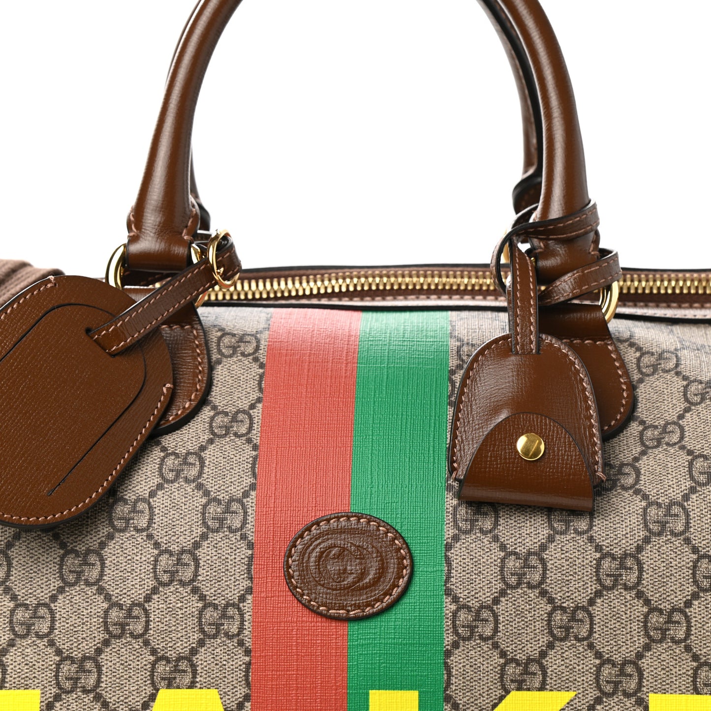 GG Supreme Monogram Azalea Calfskin Fake/Not Medium Retro Interlocking G Carry On Duffle Beige Ebony Brown Sugar