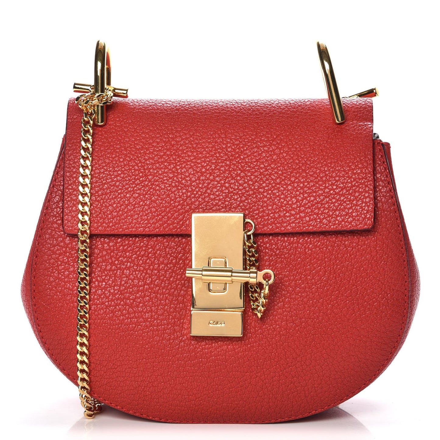 Grained Lambskin Mini Drew Shoulder Bag Plaid Red