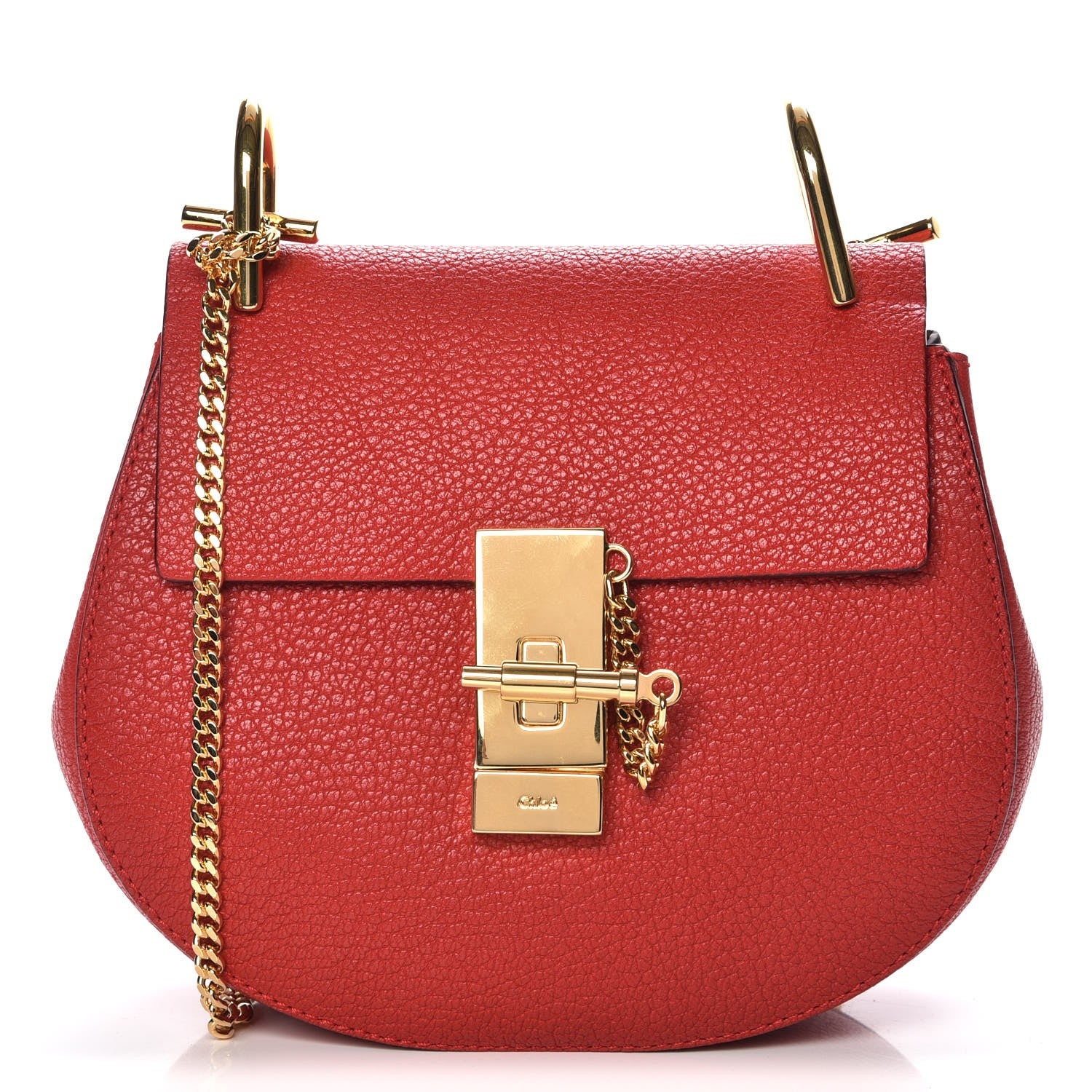 Chloe Grained Lambskin Mini Drew Shoulder Bag Plaid Red 1 of 8
