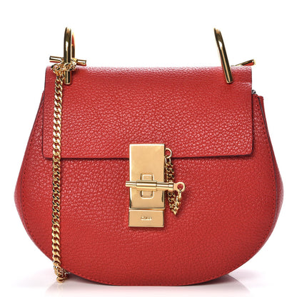 Chloe Grained Lambskin Mini Drew Shoulder Bag Plaid Red 1 of 8