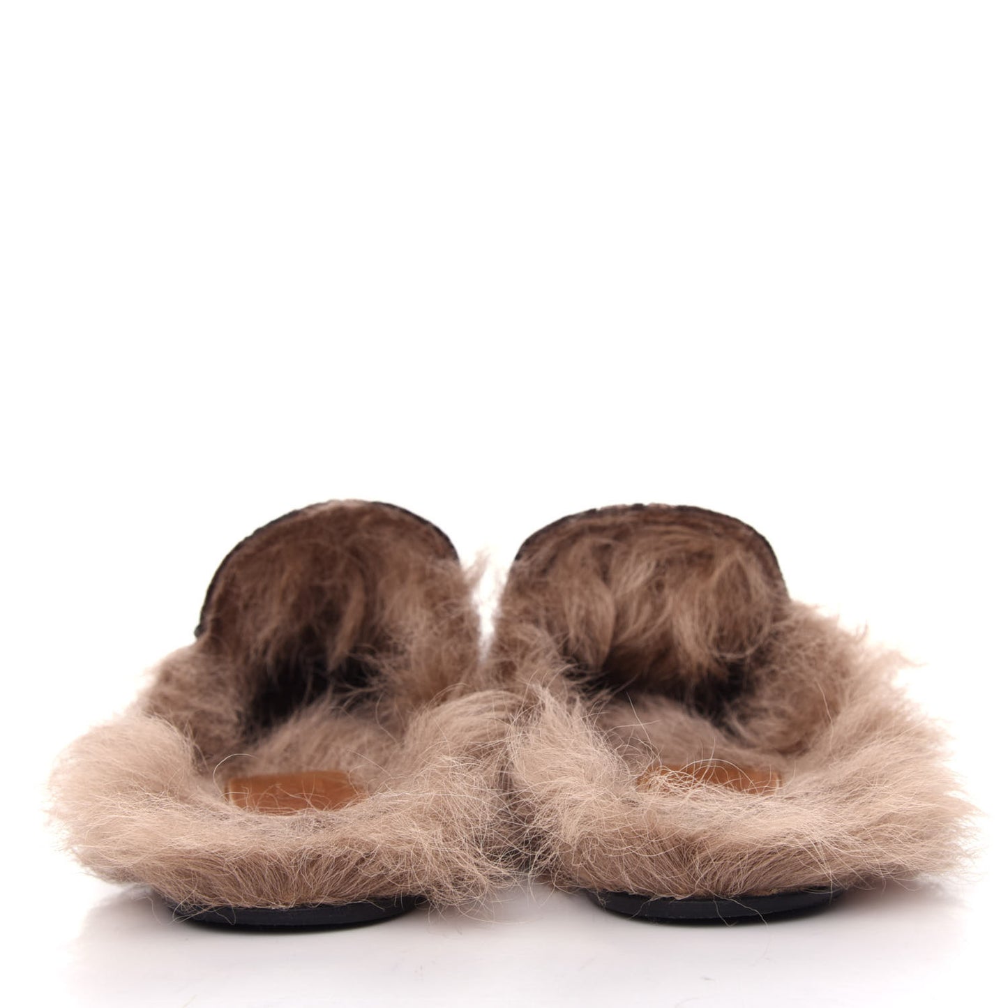 Velvet GG Monogram Fur Womens Princetown Slippers 36 Brown Black Natural