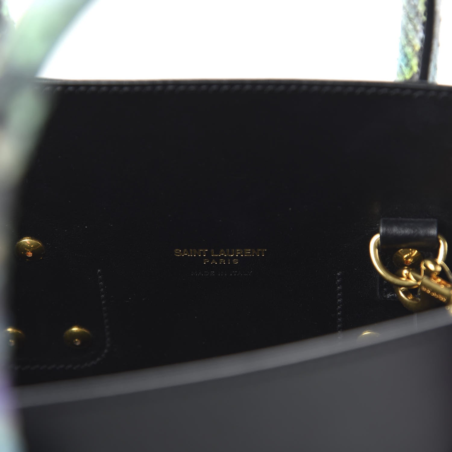 Saint Laurent Calfskin Embossed Python Small Sac De Jour Black Multicolor 8 of 9