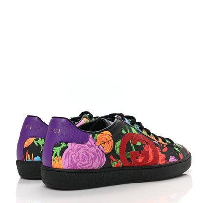 Gucci X KEN SCOTT Canvas Infinity Jenni Womens Ace Sneakers 38 Black Pink Hibiscus Red Blue Shine Purple 4 of 9