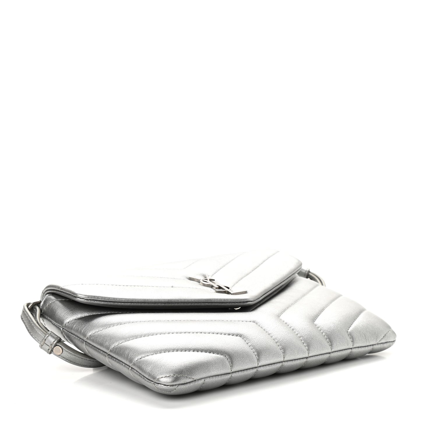 Calfskin Y Quilted Monogram Loulou Flap Bag Argento