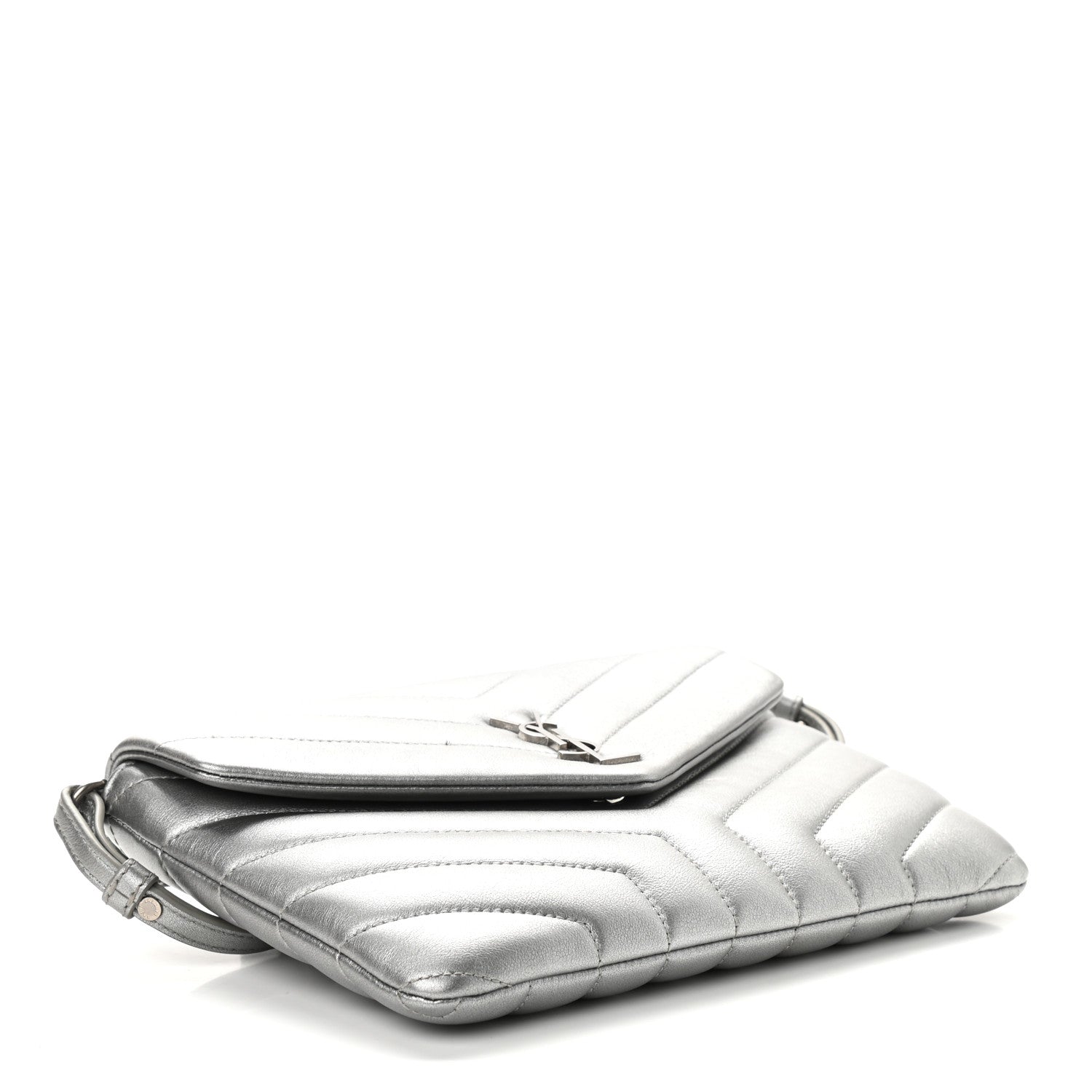 Saint Laurent Calfskin Y Quilted Monogram Loulou Flap Bag Argento 4 of 11