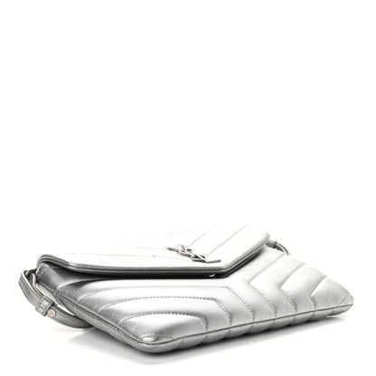 Saint Laurent Calfskin Y Quilted Monogram Loulou Flap Bag Argento 4 of 11