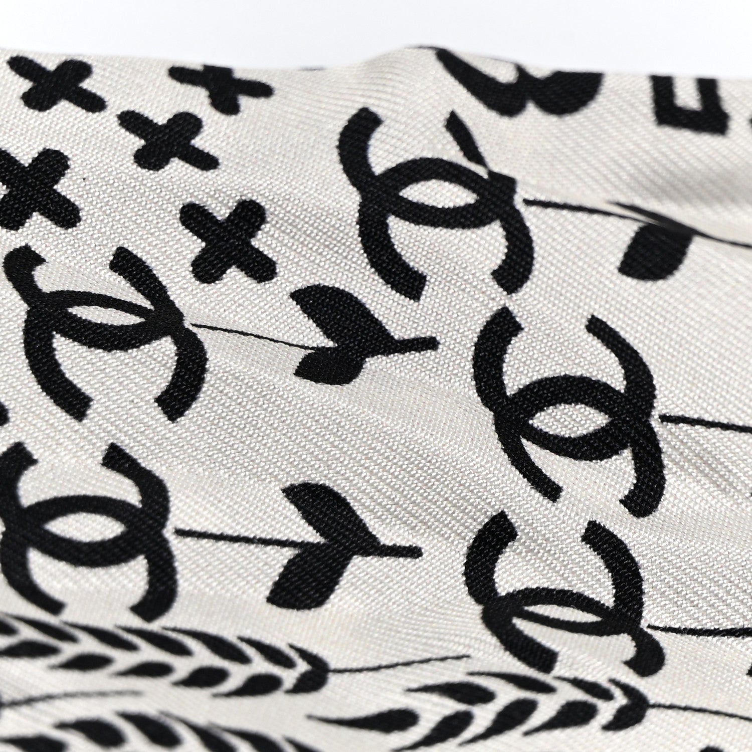 Chanel Silk CC Slim Bandeau Scarf Black Ecru 4 of 10