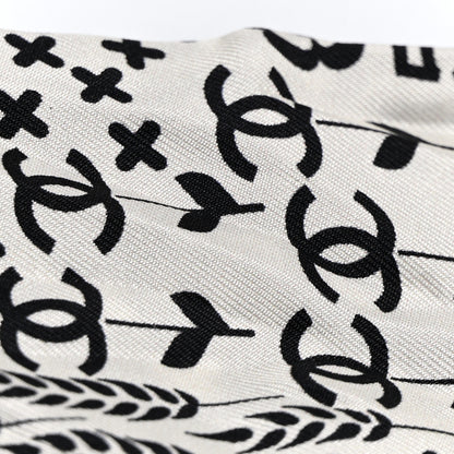 Chanel Silk CC Slim Bandeau Scarf Black Ecru 4 of 10