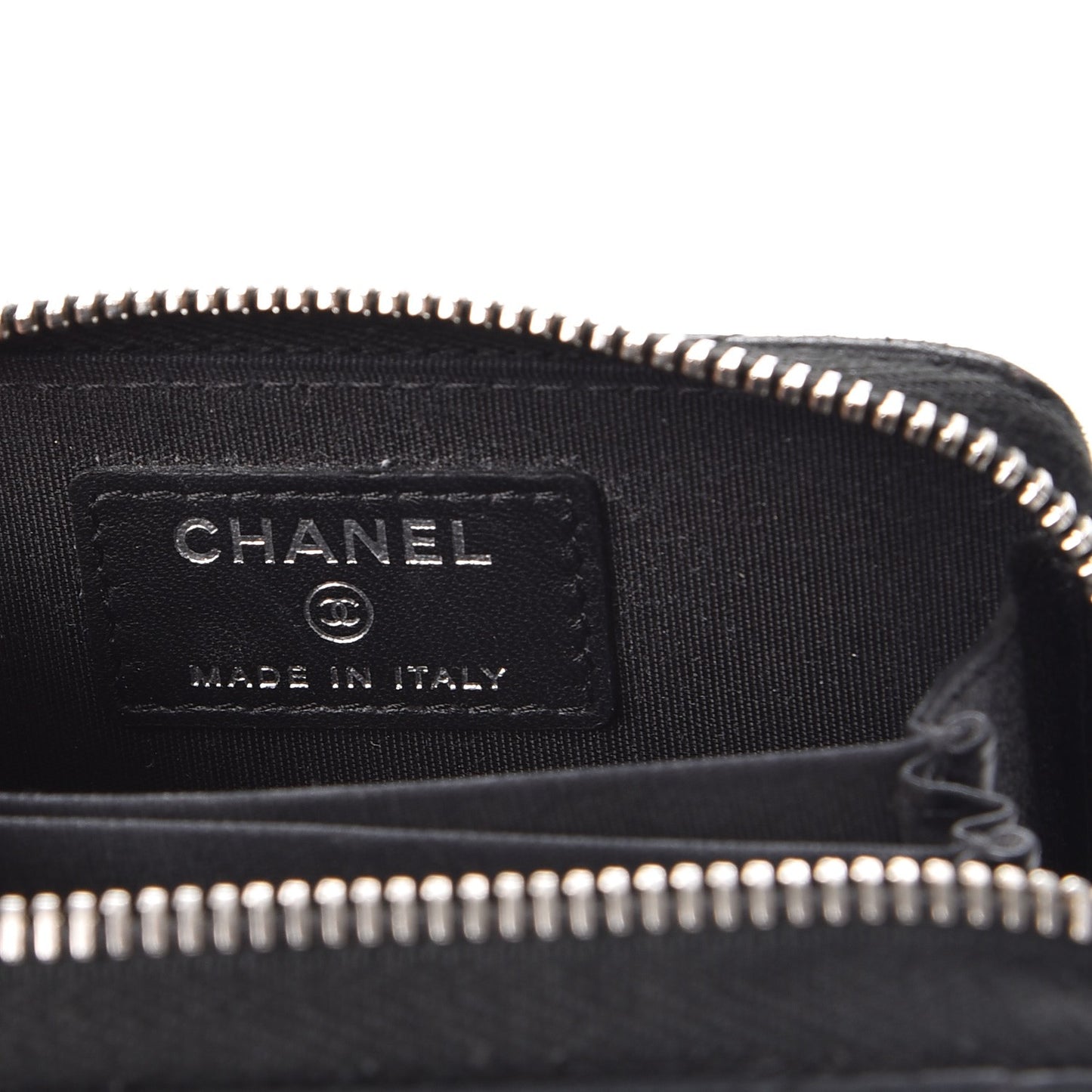 Lambskin Quilted Crossing Zip Around Coin Purse Black