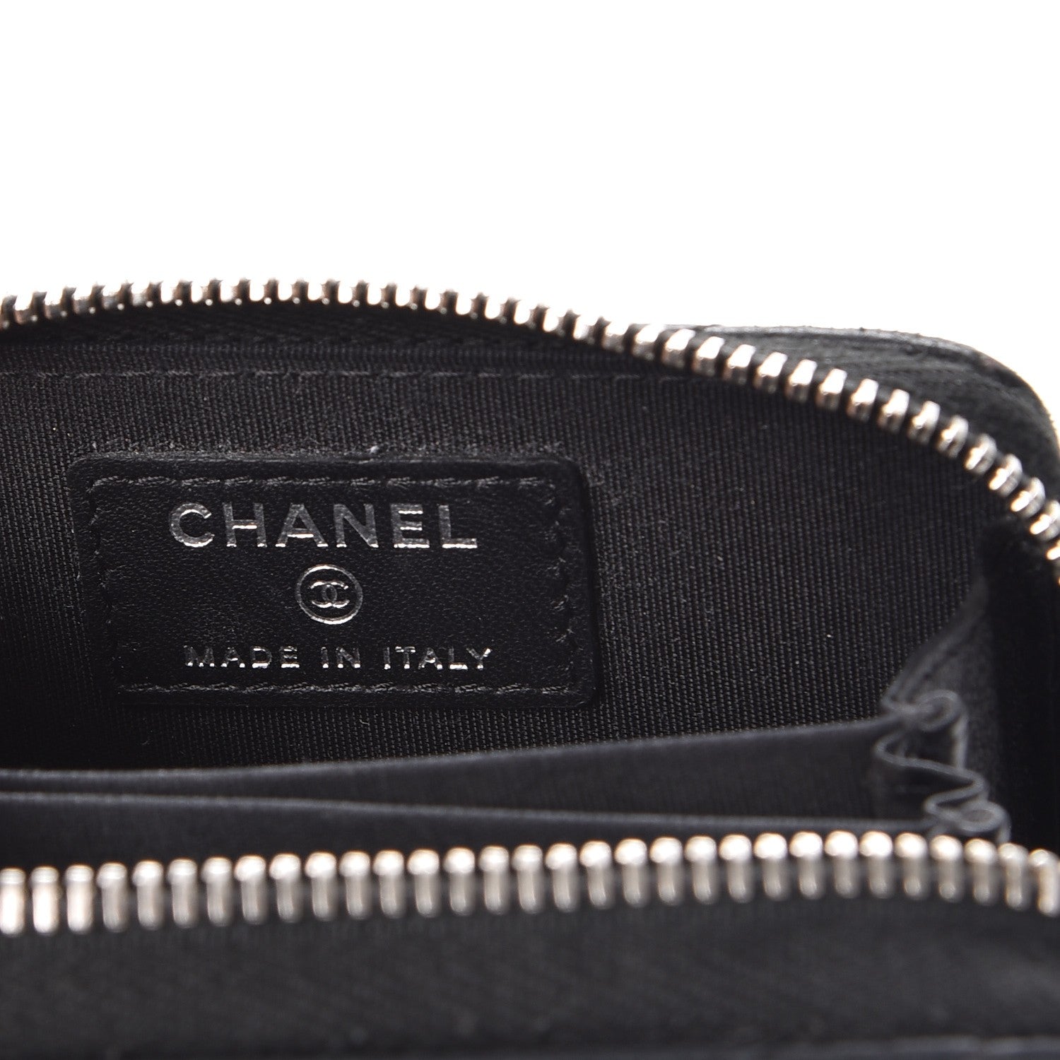 Chanel Lambskin Quilted Crossing Zip Around Coin Purse Black 6 of 10