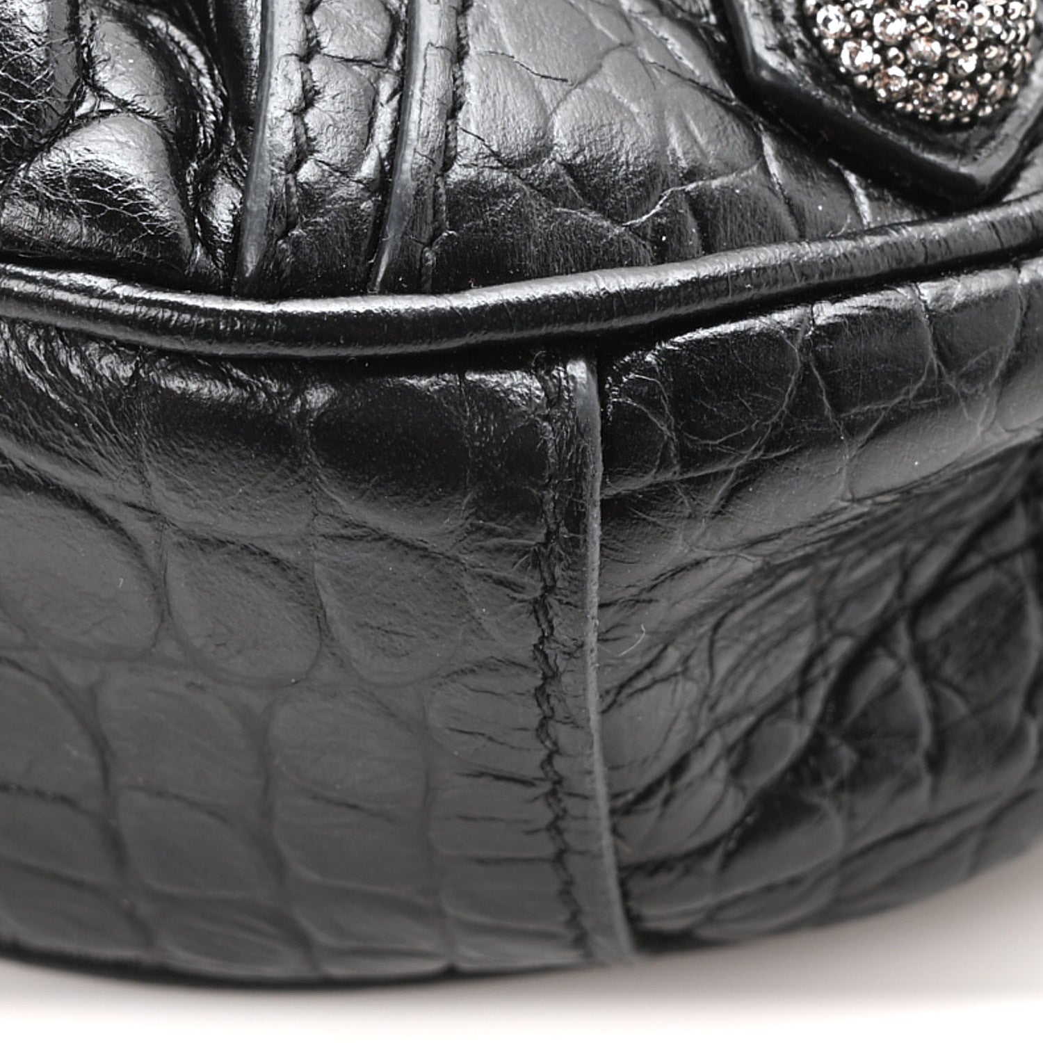 Balenciaga Extra Supple Calfskin Crystal Crocodile Embossed Le Cagole Shoulder Bag XS Black 11 of 11