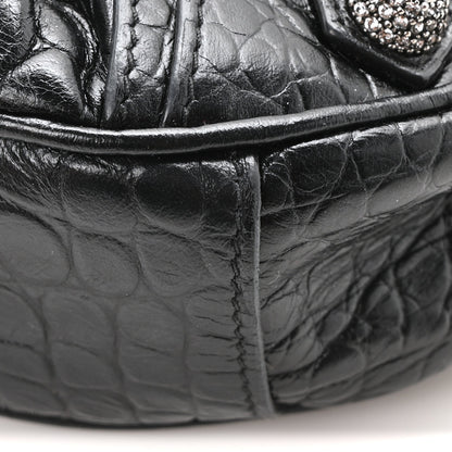 Balenciaga Extra Supple Calfskin Crystal Crocodile Embossed Le Cagole Shoulder Bag XS Black 11 of 11