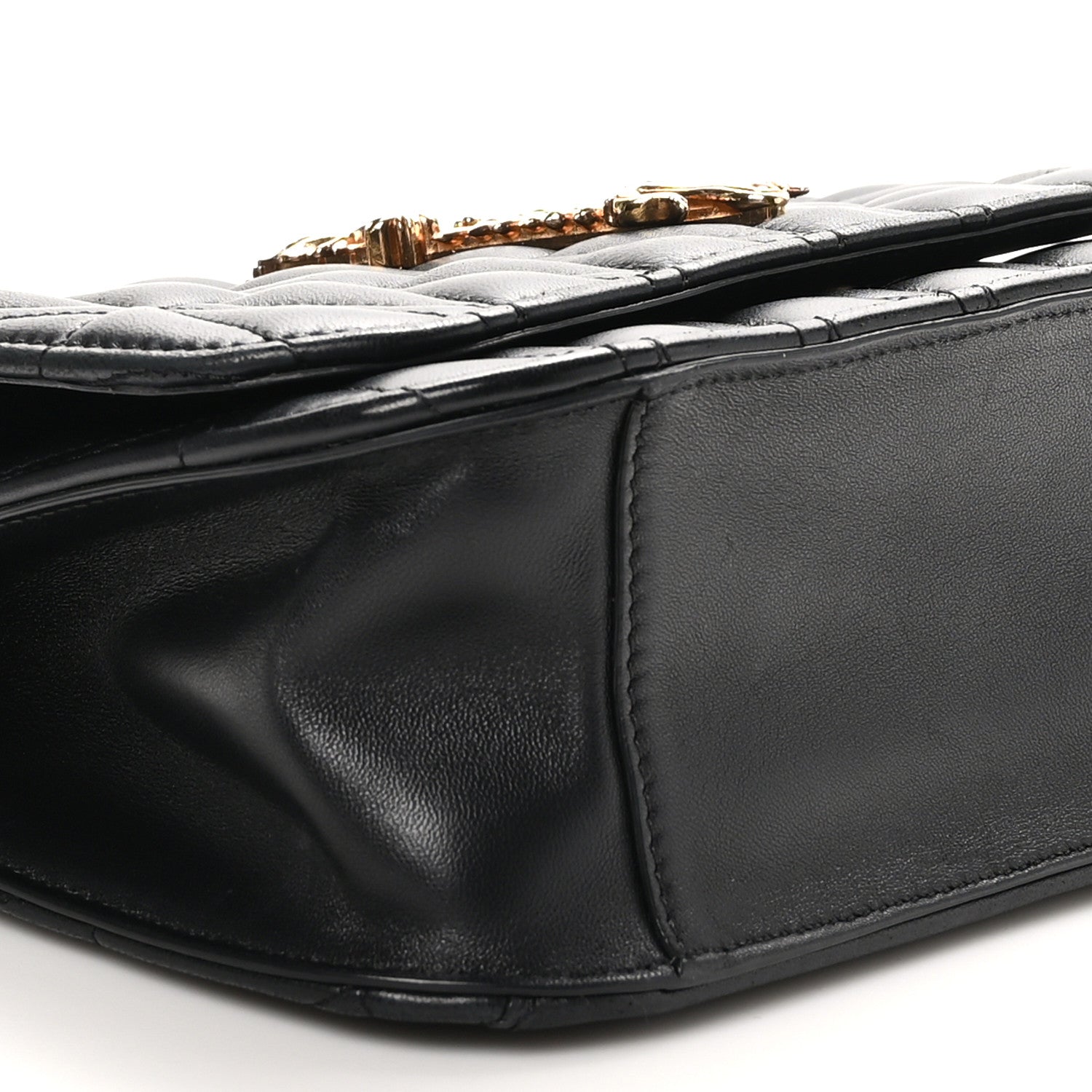 Versace Nappa Quilted Virtus Top Handle Shoulder Bag Black 8 of 9