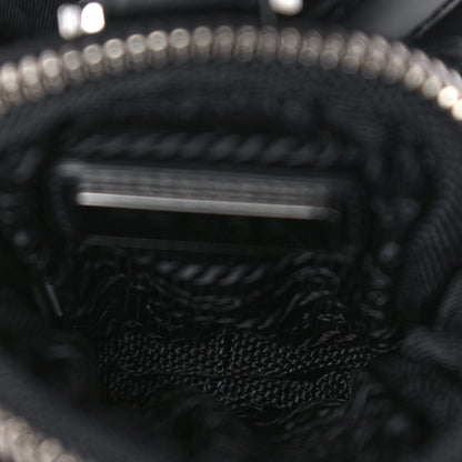 Prada Spazzolato Rois Nylon Metal Triangle Logo Monolith Pouch Pocket 55mm Boots 37 Black 9 of 16