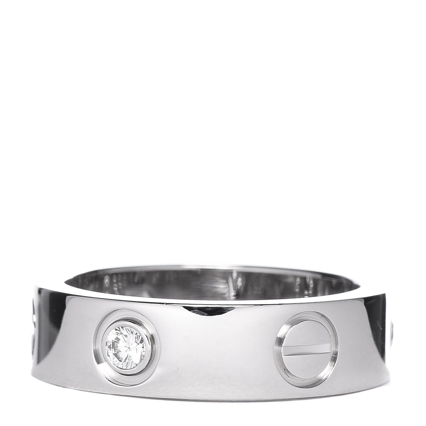 18K White Gold 3 Diamond 5.5mm LOVE Ring 51 5.75