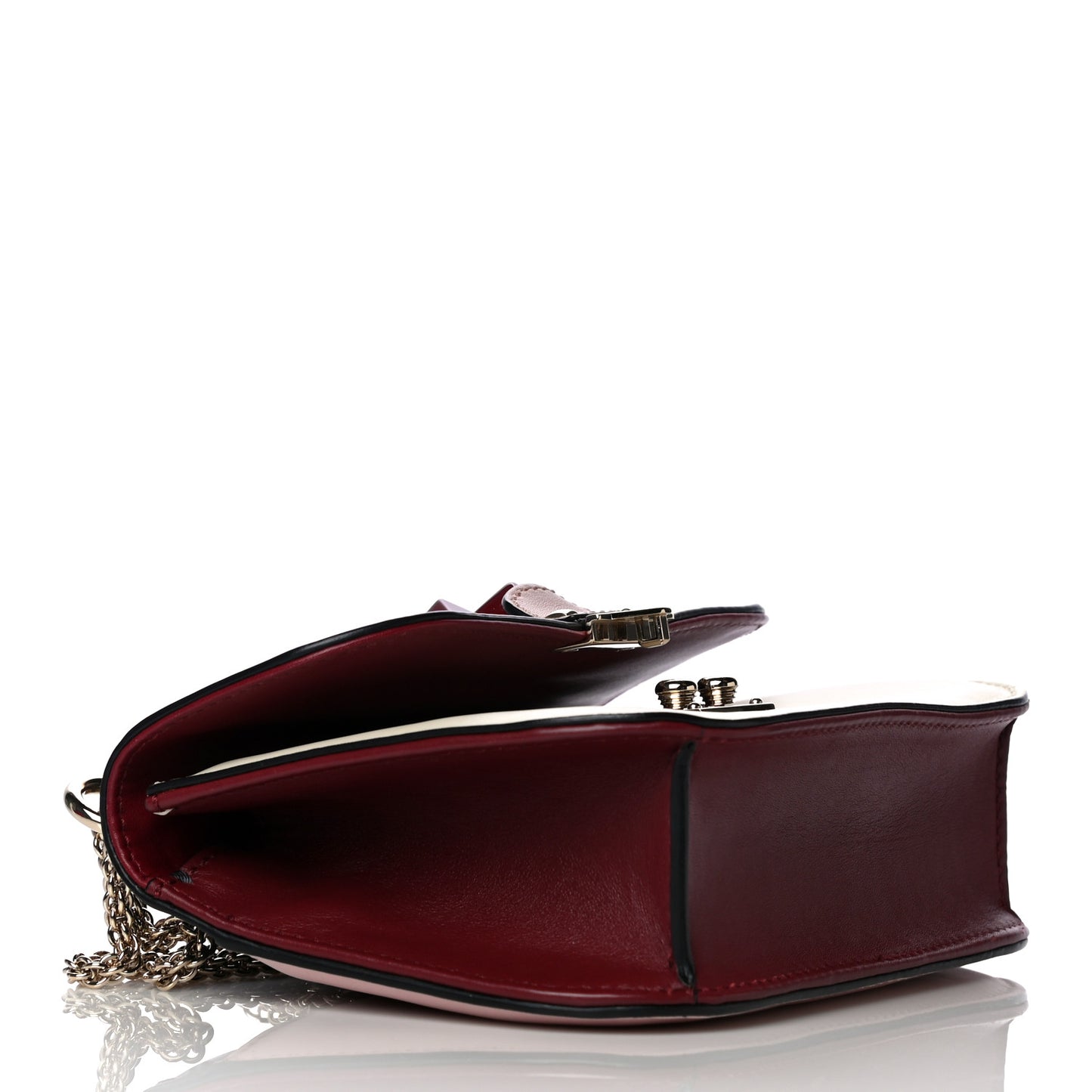 Vitello Small Glam Lock Rockstud Flap Light Ivory Water Rose Marine Rubin