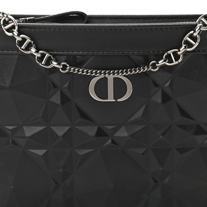 Christian Dior Calfskin Macrocannage Diamond Caro Zipped Pouch With Chain Black 9 of 13