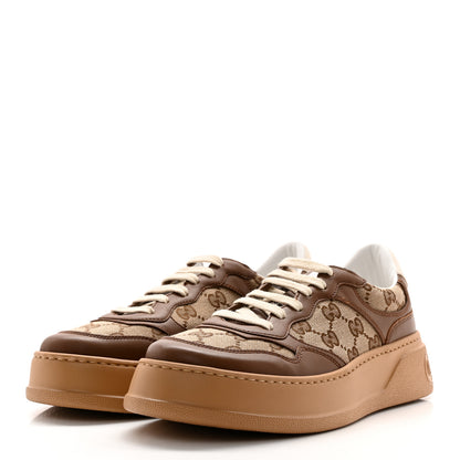 Gucci Calfskin GG Monogram Womens Platform 55mm Sneakers 38 Hezelnut Beige Ebony Mystic White 3 of 10