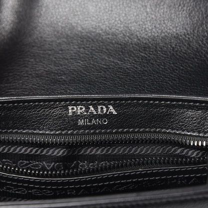 Prada Glace Calfskin Studded Crossbody White Black 6 of 10