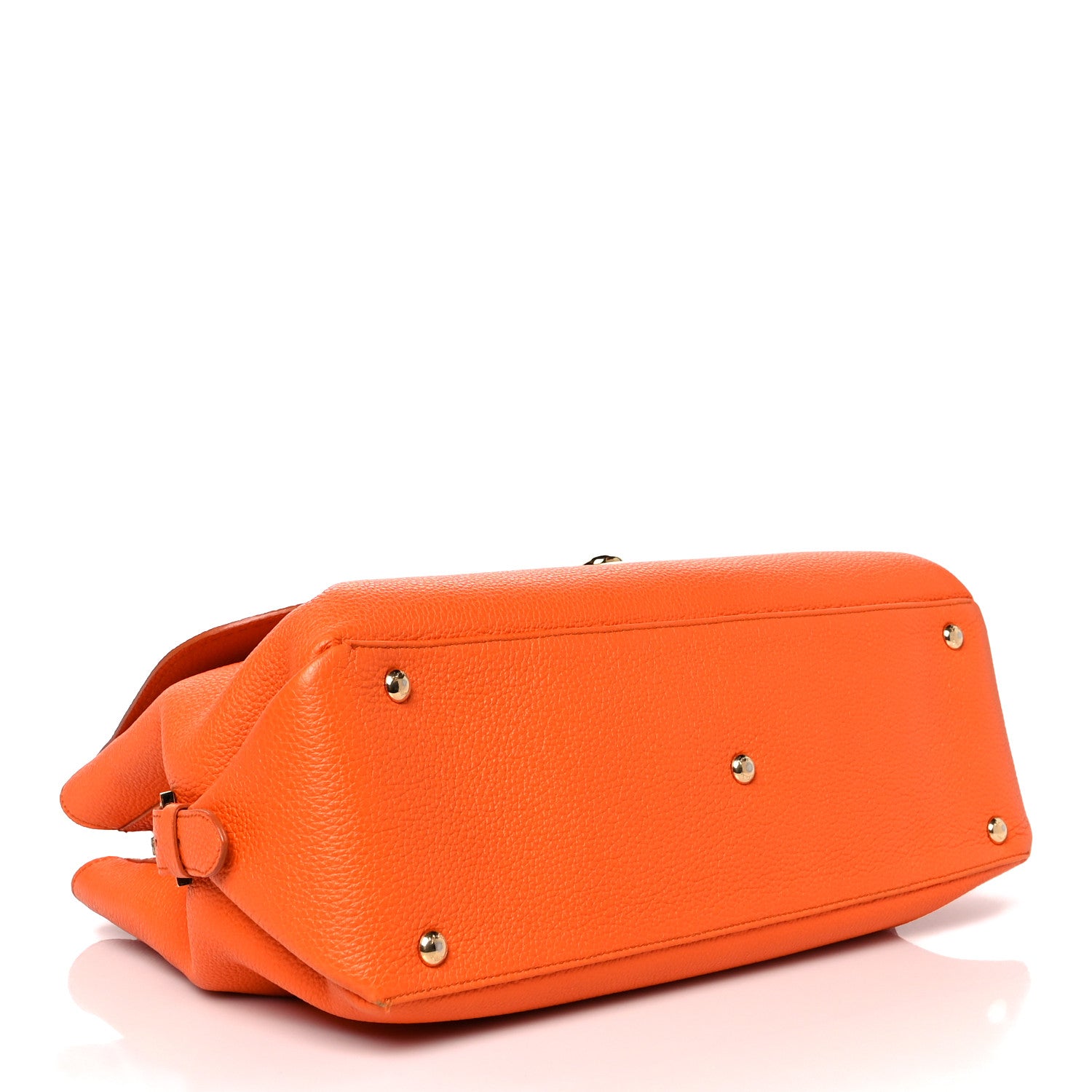 Salvatore Ferragamo Pebbled Calfskin Fiamma Bag Orange 4 of 16