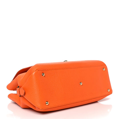 Salvatore Ferragamo Pebbled Calfskin Fiamma Bag Orange 4 of 16