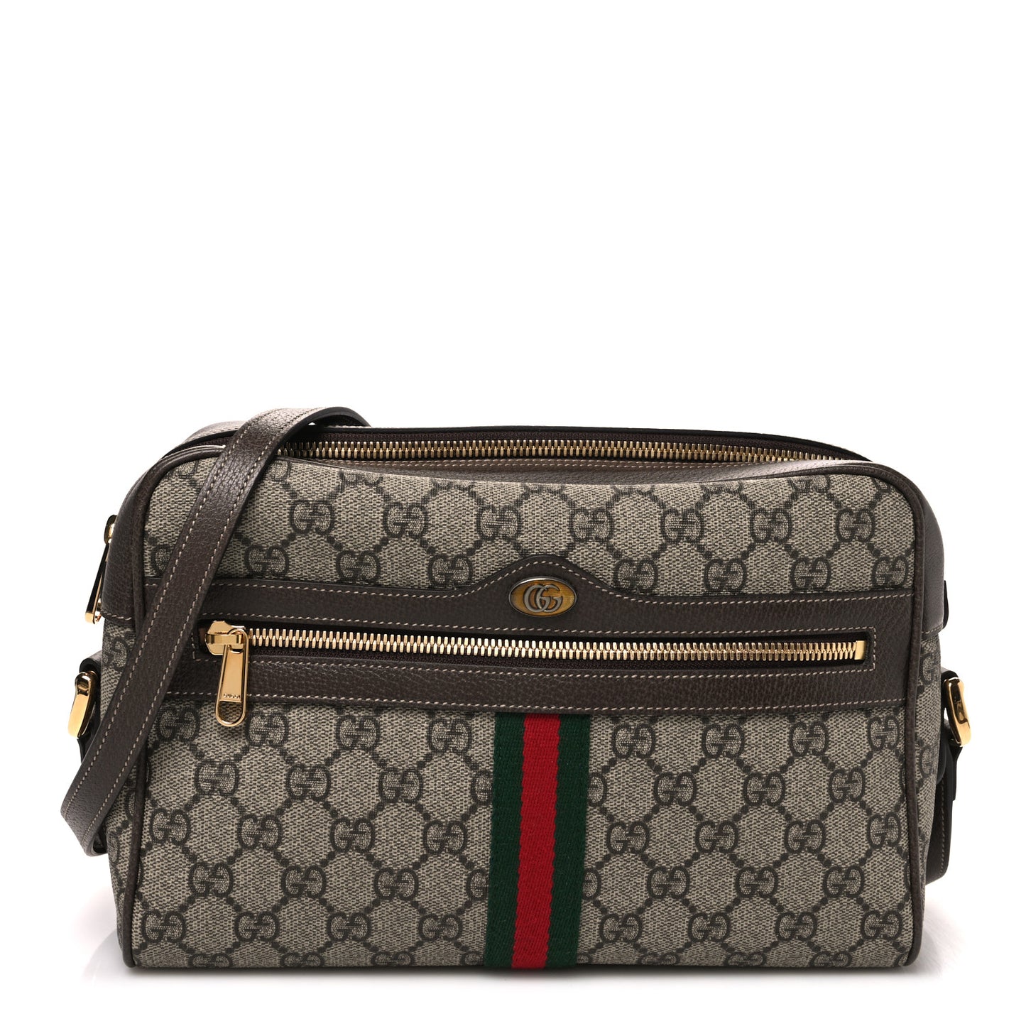 GG Supreme Monogram Web Small Ophidia Shoulder Bag Brown
