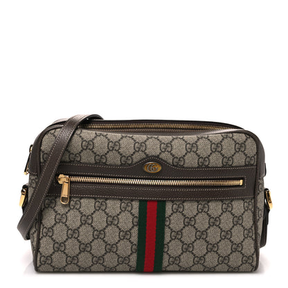 Gucci GG Supreme Monogram Web Small Ophidia Shoulder Bag Brown 1 of 10