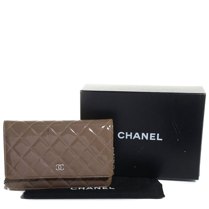 Chanel Patent Quilted Wallet On Chain WOC Grey 6 of 10