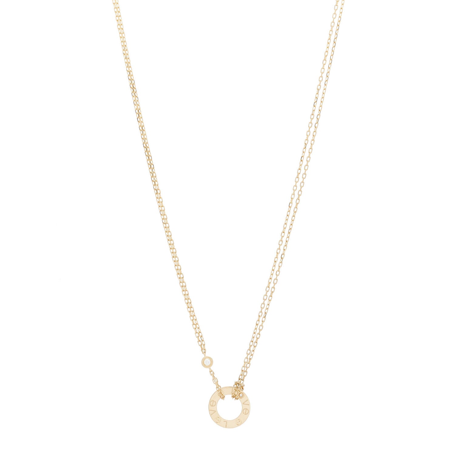 Cartier 18K Yellow Gold 2 Diamond LOVE Necklace 1 of 5