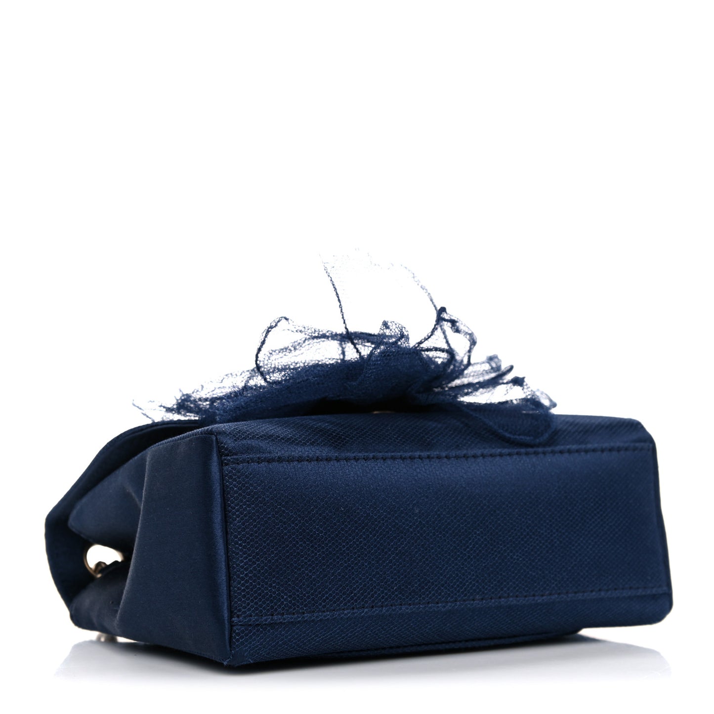 Satin Mesh Camellia Flap Navy Blue