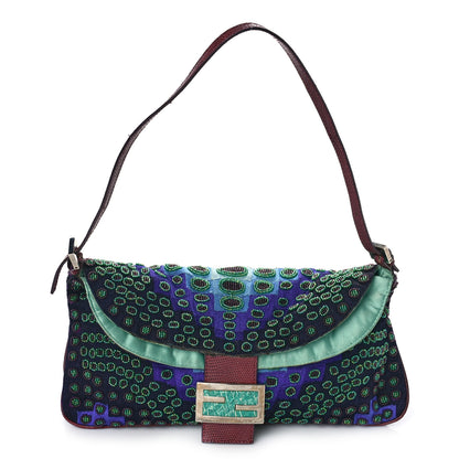 Fendi Lizard Beaded Baguette Blue 1 of 11