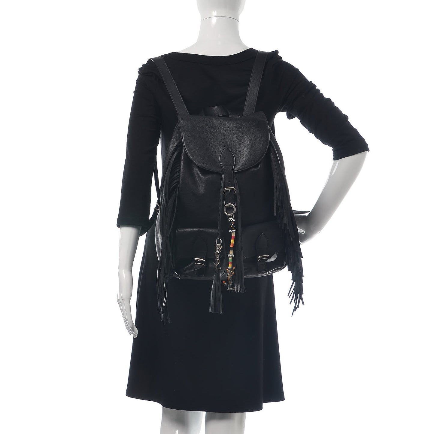 Calfskin Fringe Festival Backpack Black