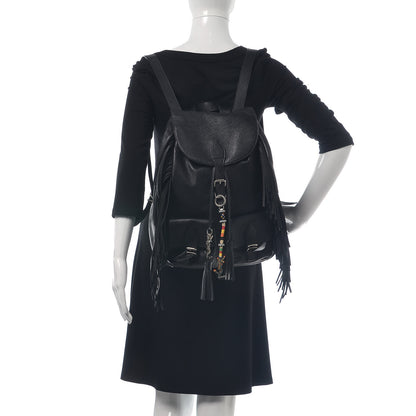 Saint Laurent Calfskin Fringe Festival Backpack Black 3 of 10