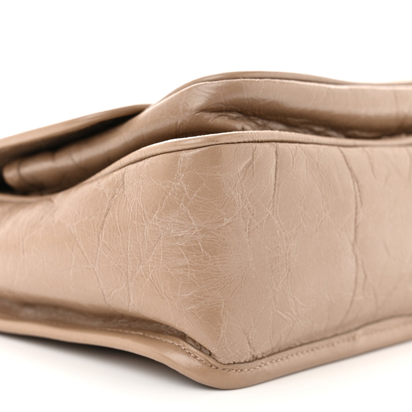SAINT LAURENT Crinkled Calfskin Matelasse Monogram Baby Niki Chain Satchel Light Taupe