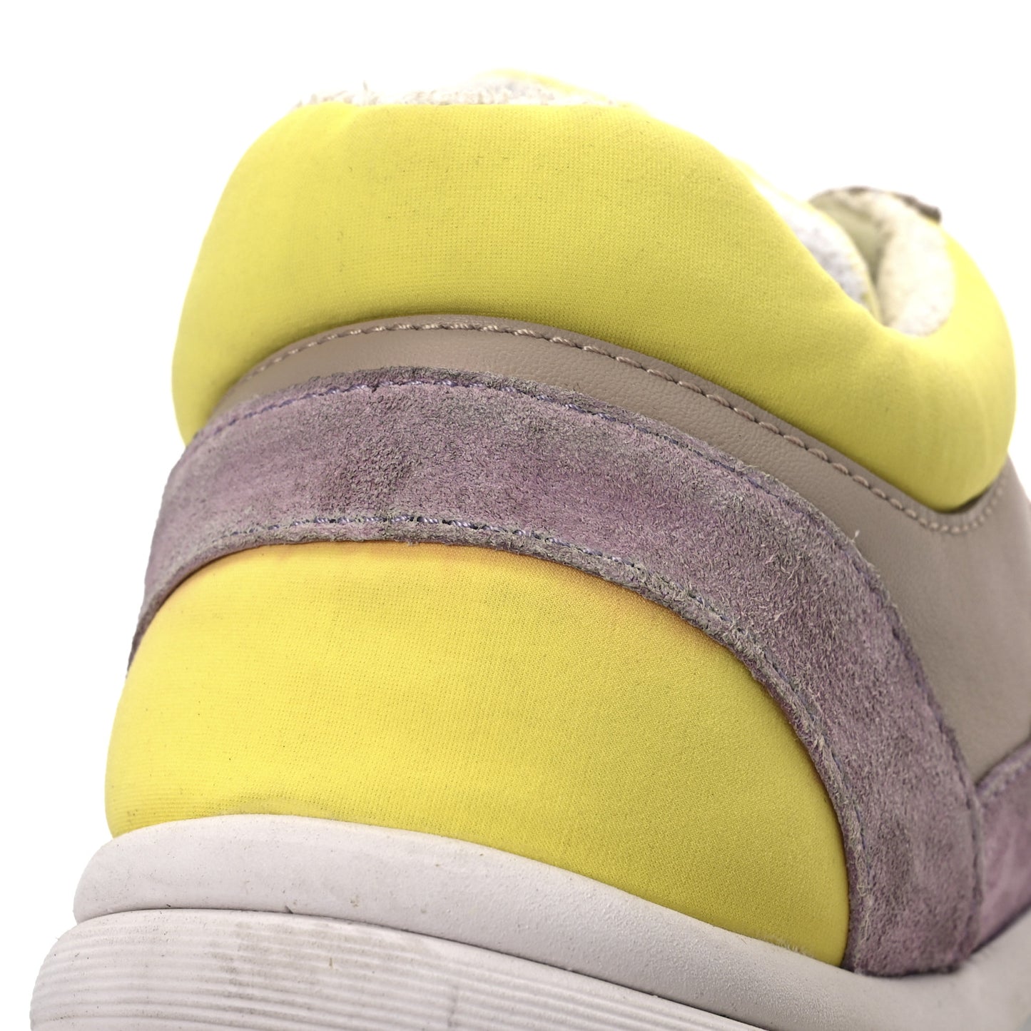 Nylon Lambskin Calfskin Suede CC Womens Sneakers 38.5 Pink Yellow Purple