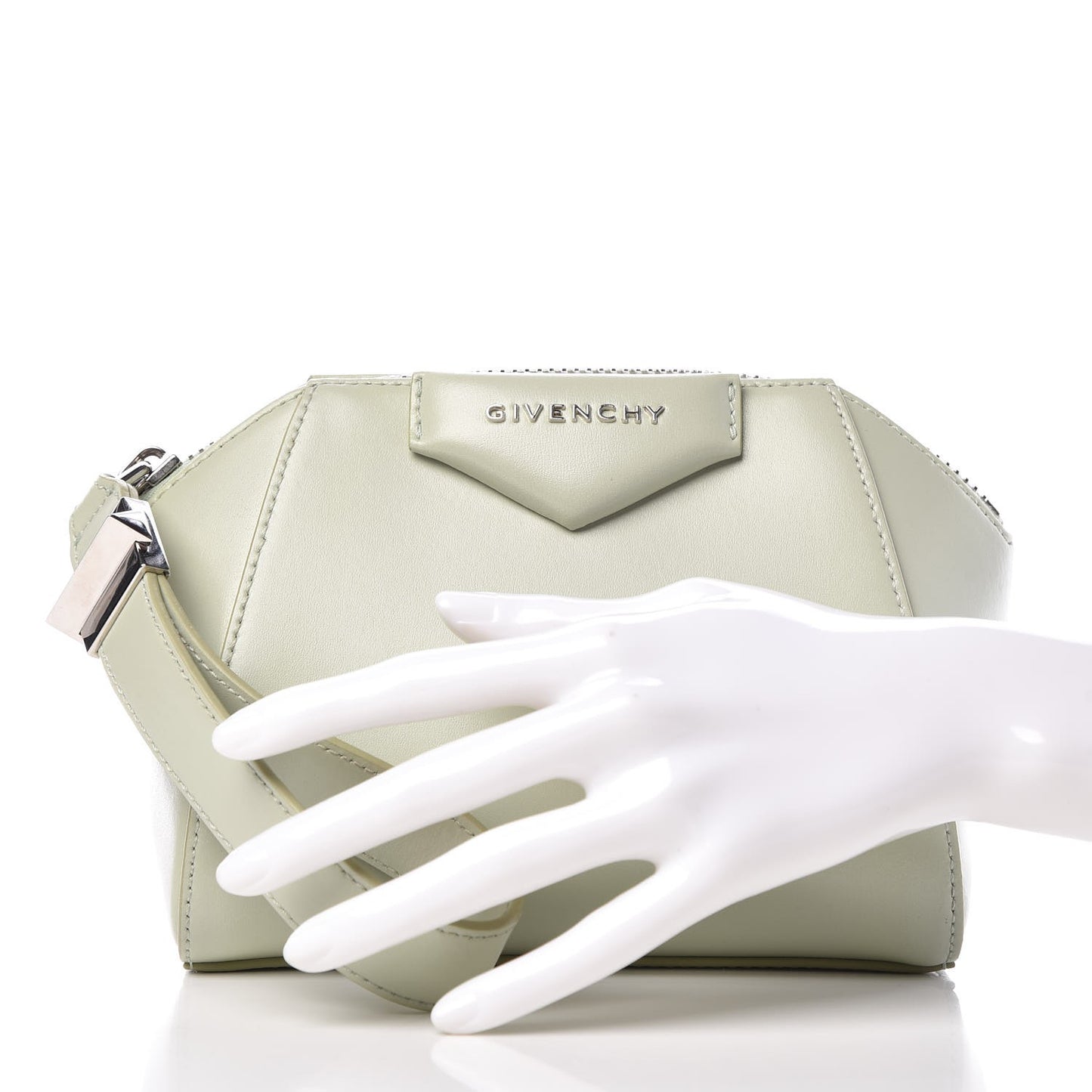 Shiny Lord Calfskin Antigona Wristlet Aqua Green
