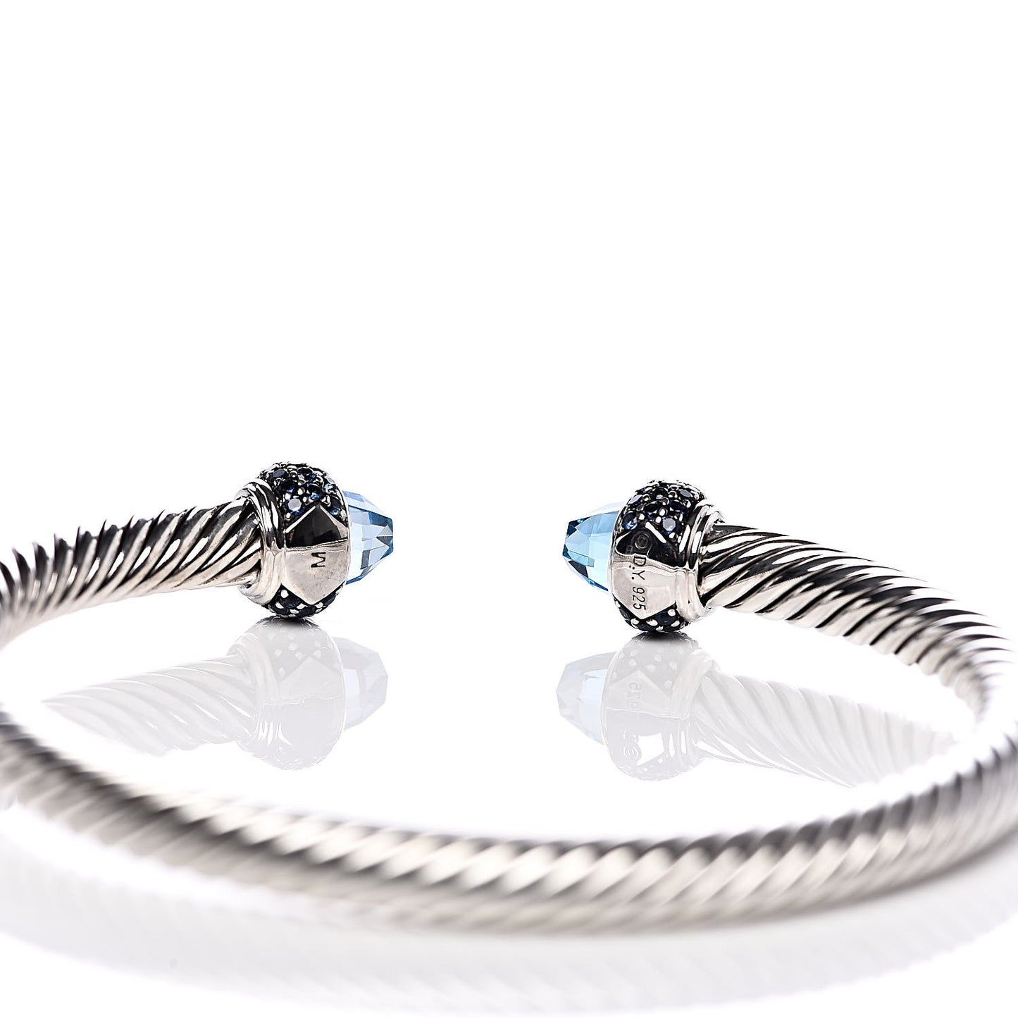 Sterling Silver Blue Topaz Blue Sapphire 5mm Cable Candy Bracelet M