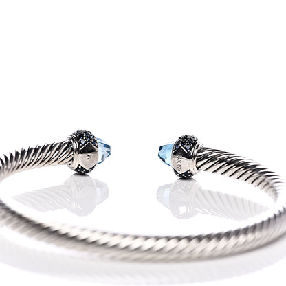 David Yurman Sterling Silver Blue Topaz Blue Sapphire 5mm Cable Candy Bracelet M 4 of 4