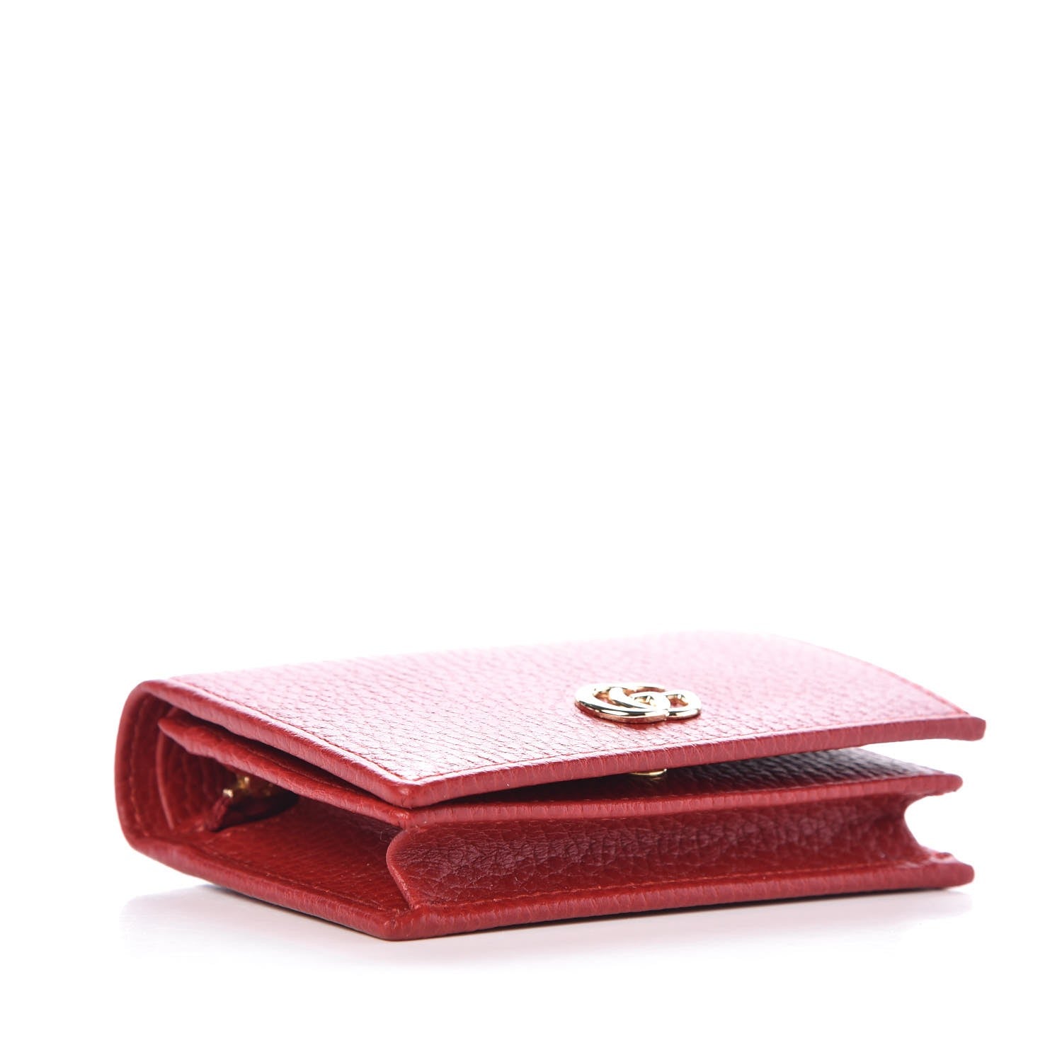 Gucci Pebbled Calfskin GG Marmont Card Case Hibiscus Red 4 of 7
