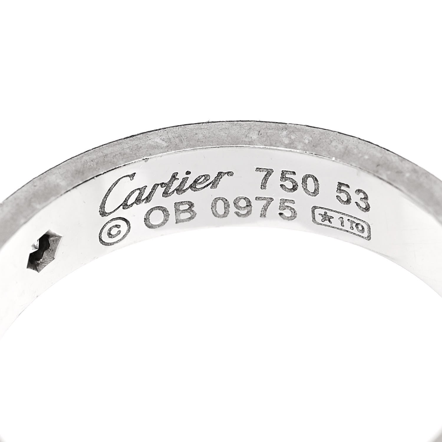 Cartier 18K White Gold Diamond 4mm LOVE Wedding Band Ring 53 6.5 4 of 4