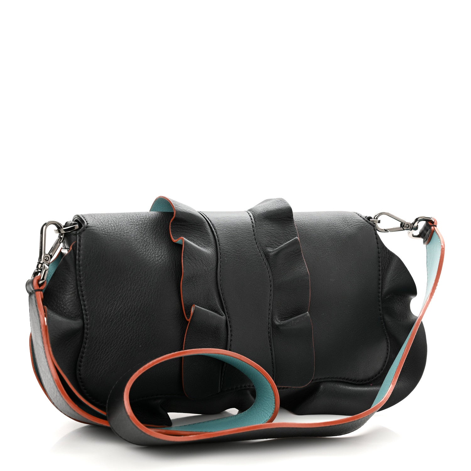 Fendi Calfskin Waves Baguette Black Turchese 3 of 11