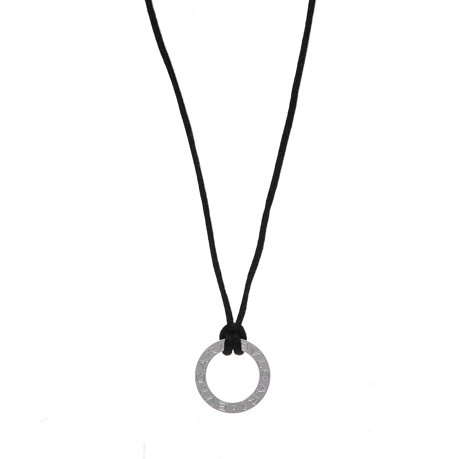 Bulgari 18K White Gold Diamond BVLGARI BVLGARI Pendant Cord Necklace 1 of 6
