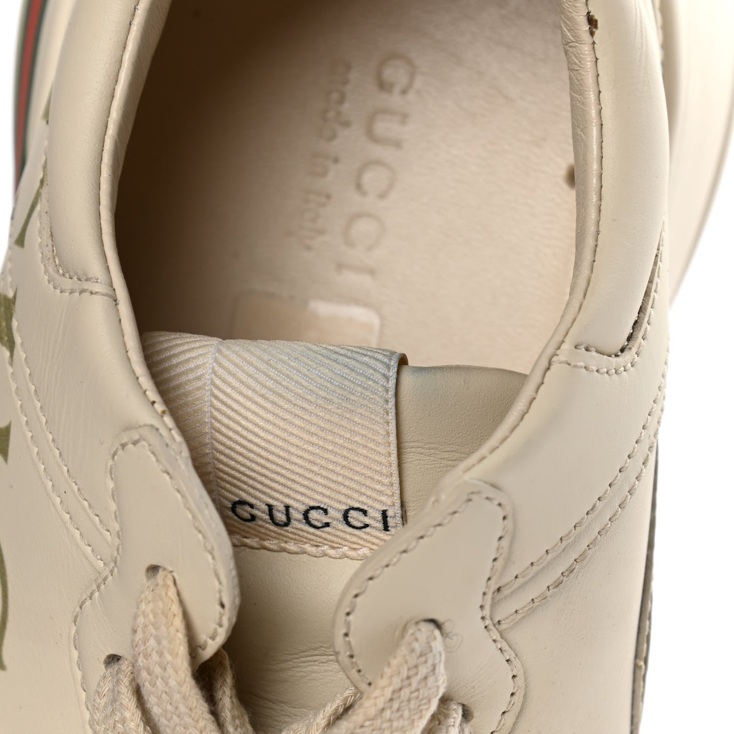 Gucci Calfskin Logo Womens Rhyton Sneakers 39 Ivory 19 of 20