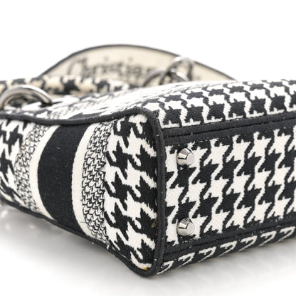 Christian Dior Canvas Houndstooth Embroidered Mini Lady D-Lite Black White 8 of 10