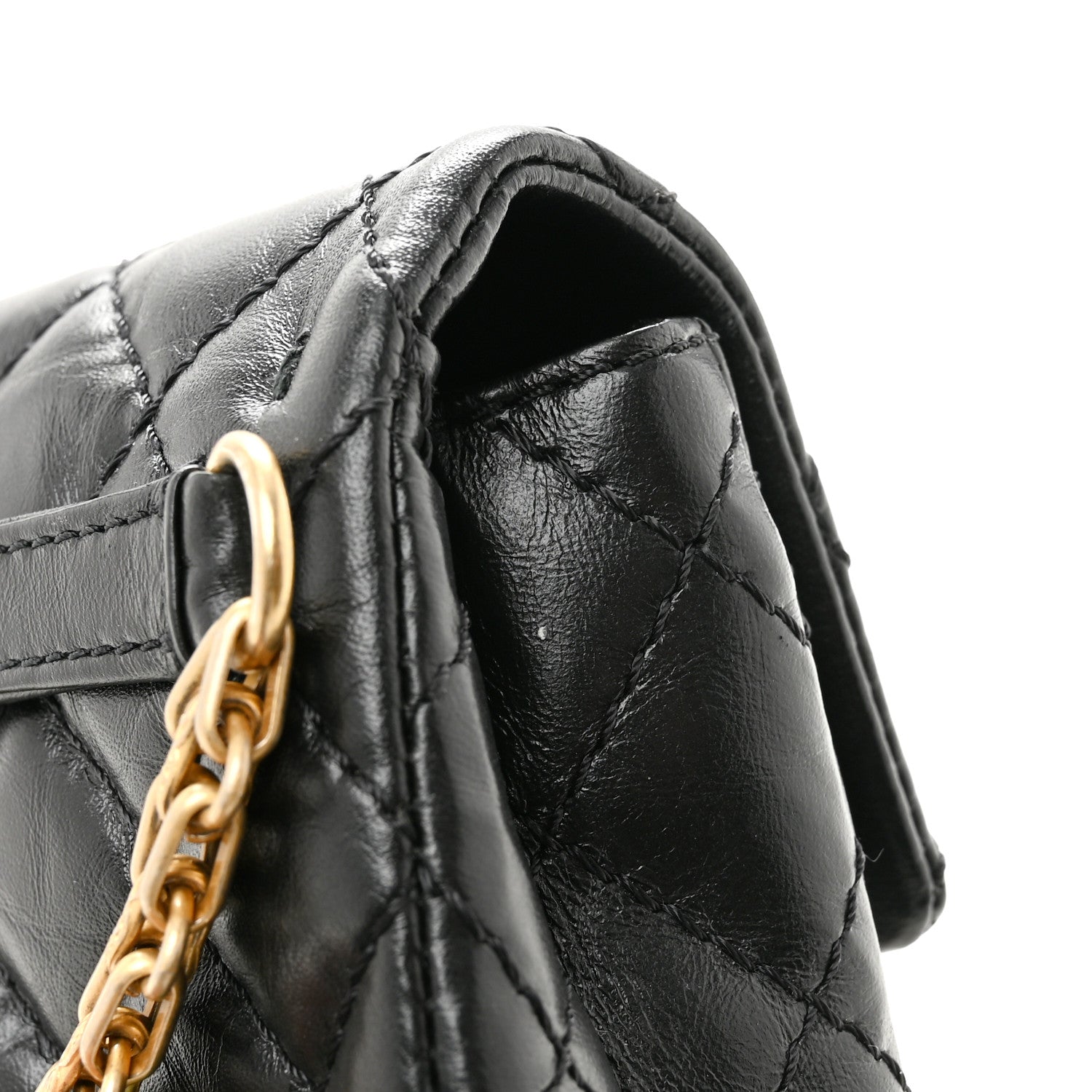 Chanel Aged Calfskin Quilted 2.55 Reissue Chain Waist Bag Black 12 of 13