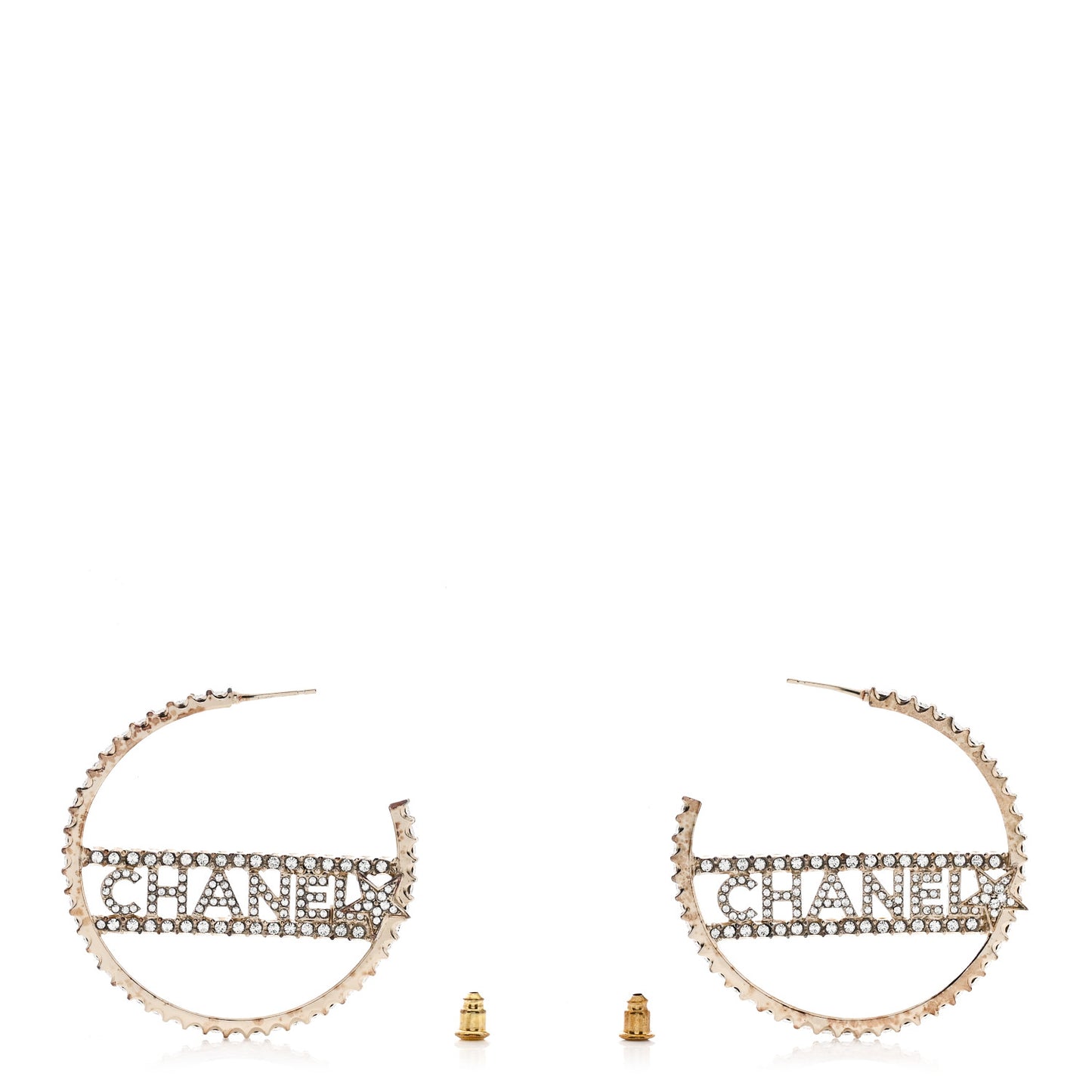 Crystal Logo Hoop Earrings Gold
