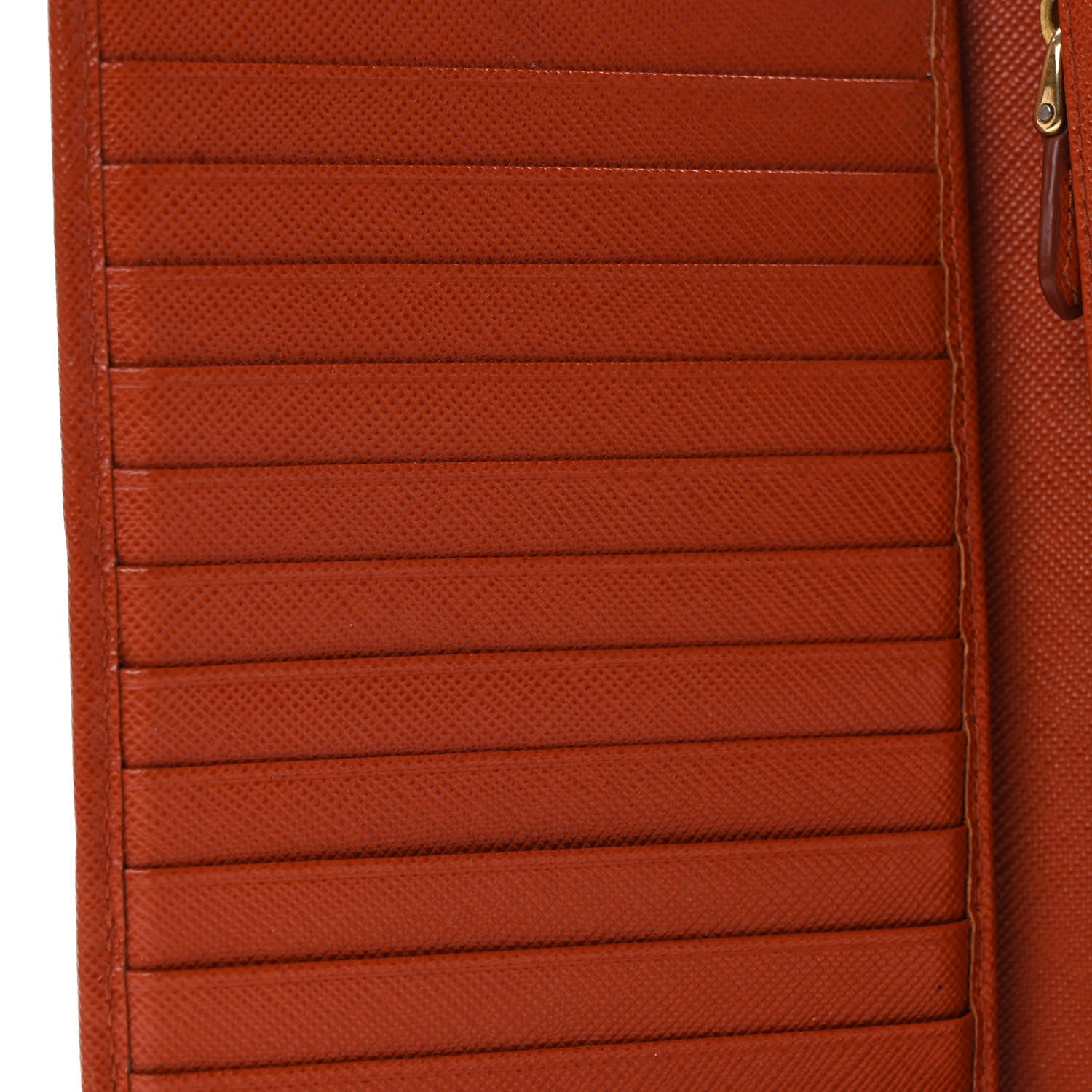 Prada Saffiano Metal Large Compact Flap Wallet Papaya 10 of 11