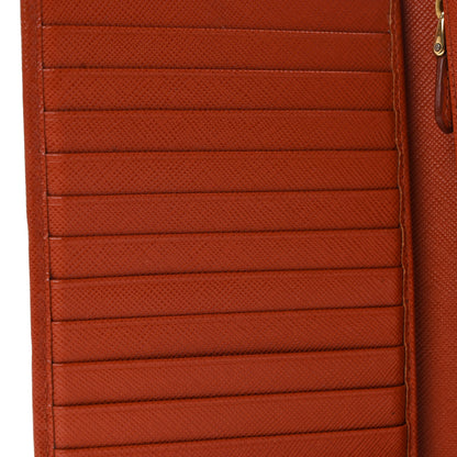 Prada Saffiano Metal Large Compact Flap Wallet Papaya 10 of 11