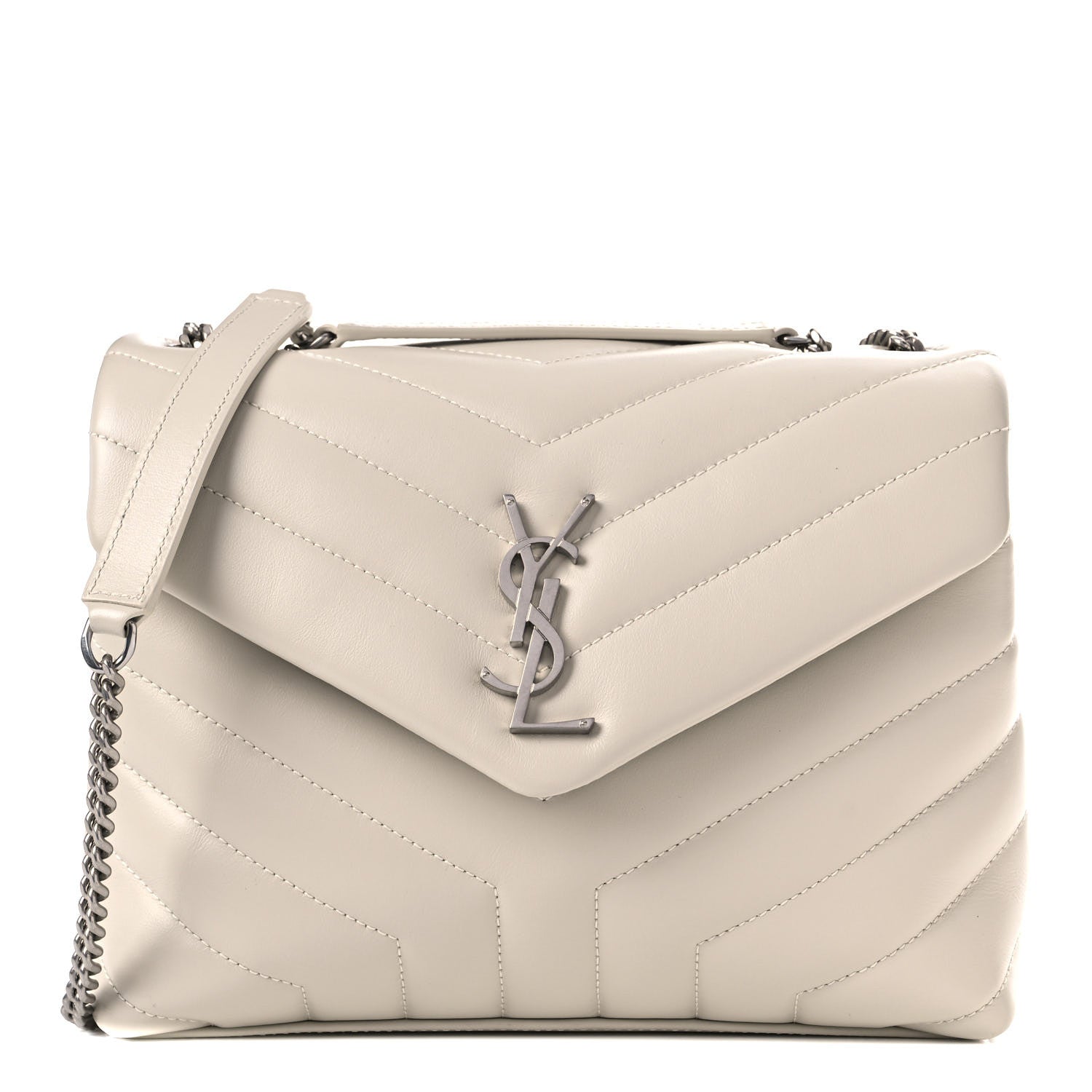 Saint Laurent Calfskin Y Quilted Monogram Small Loulou Chain Satchel Blanc Vintage 1 of 10